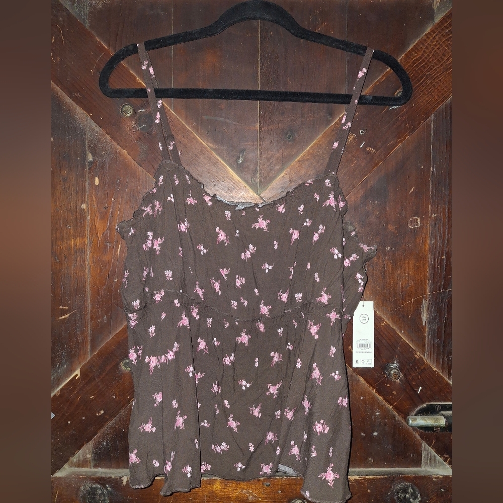 🍀3/15 Floral Brown and Pink Women's Top